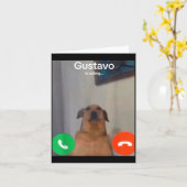 Gustavo The Dog Is Calling Funny Meme Gen Z Alpha  カード (黄色い花)