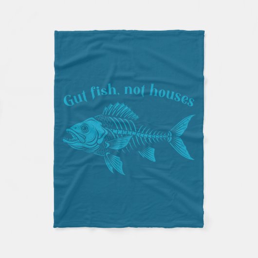 Gut Fish Not Houses, Coastal Conservation Ocean Lo フリースブランケット (正面)