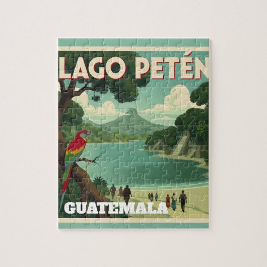  GUTEMALA LAGO PETEN Retro poster ジグソーパズル (縦)