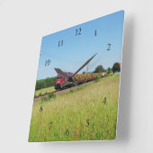 Güterzug in Simtshausen スクエア壁時計 (傾斜)