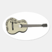 Guthrieのギター "This Machine Kills Fascists" 楕円形シール (正面)