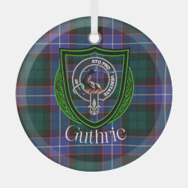 Guthrie スコットランド クラン ターター & クレスト ガラスオーナメント
