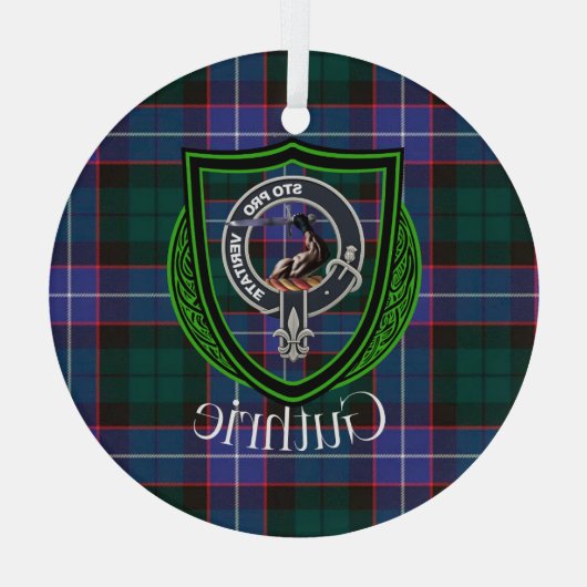 Guthrie Scottish Clan Tartan & Crest ガラスオーナメント (裏面)