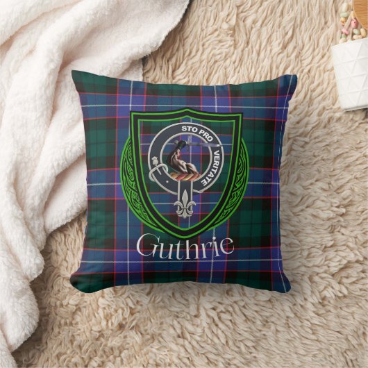 Guthrie Scottish Clan Tartan & Crest クッション (ブランケット)