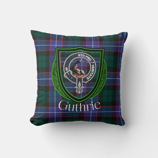 Guthrie Scottish Clan Tartan & Crest クッション (正面)