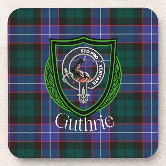 Guthrie Scottish Clan Tartan & Crest コースター (正面)