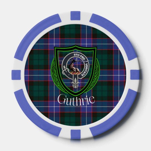 Guthrie Scottish Clan Tartan & Crest ポーカーチップ (正面)