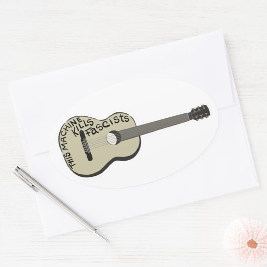 Guthrie's Guitar "This Machine Kills Fascists"  楕円形シール (封筒)