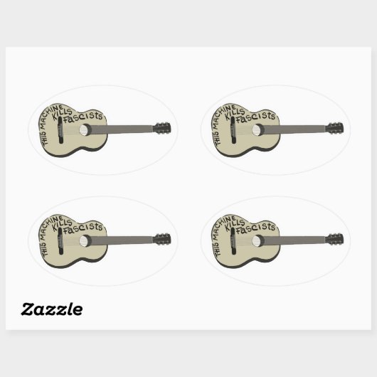 Guthrie's Guitar "This Machine Kills Fascists"  楕円形シール (シート)