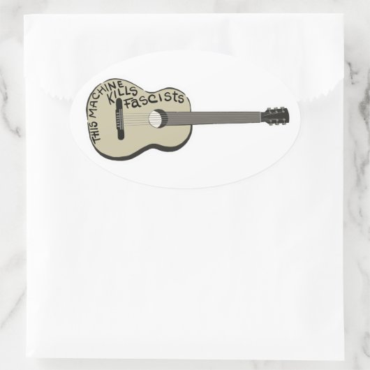 Guthrie's Guitar "This Machine Kills Fascists"  楕円形シール (バッグ)