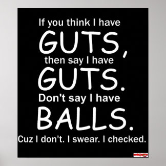 Guts Not Ballsブラックポスター ポスター