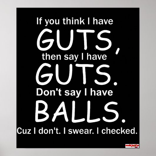 Guts Not Ballsブラックポスター ポスター (正面)