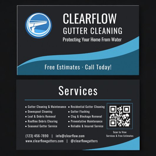 Gutter Cleaning Service QR Code Professional  名刺