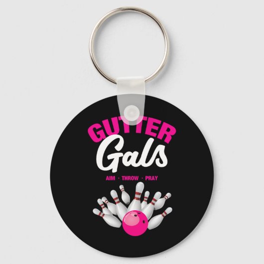 Gutter Gals Funny Bowling Team Name Women Girls キーホルダー (正面)
