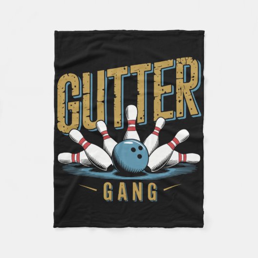Gutter Gang Bowling Funny Bowler 1 フリースブランケット (正面)