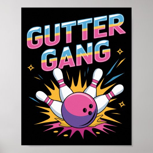 Gutter Gang Shirt Funny Bowling Shirts Gutter Bowl ポスター (正面)