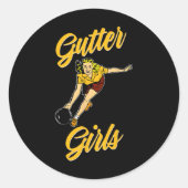 Gutter Girls Funny Retro Bowling Team Gift  ラウンドシール (正面)