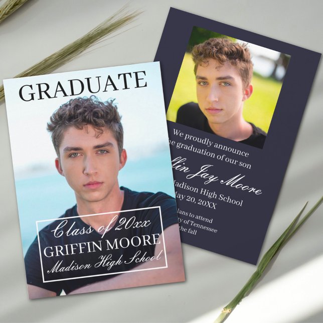 Guy Grad Modern Photo Graduation Announcement (クリエイターアップロード済み)