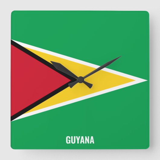 Guyana Flag Dazzling Patriotic スクエア壁時計 (正面)