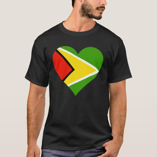 Guyana Flag Heart Guyana Love Guyana Tシャツ (正面)