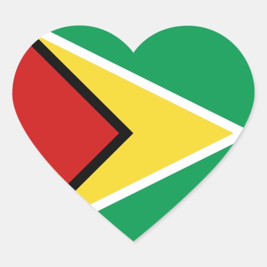 Guyana Flag Heart Sticker ハートシール (正面)