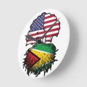 Guyana Guyanese American USA Tree Roots Flag ラウンド壁時計 (傾斜)