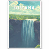 Guyana Illustration Travel Art Vintage シール (正面)