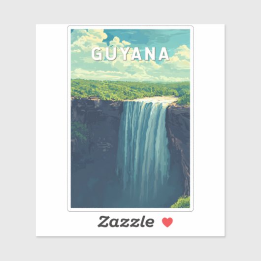 Guyana Illustration Travel Art Vintage シール (シート)