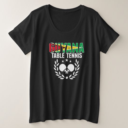 Guyana Table Tennis Guyanese Ping Pong Team Suppo プラスサイズTシャツ (デザイン正面)