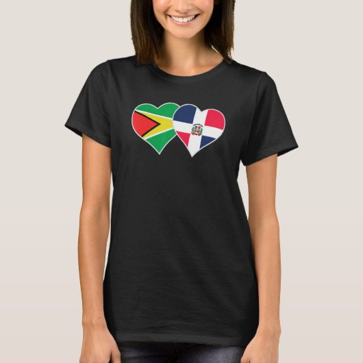 Guyanese Dominican Flag Heart Guyana Dominican Rep Tシャツ (正面)