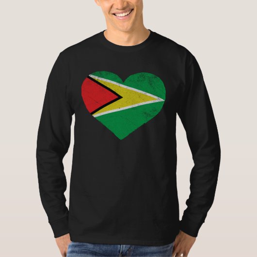 Guyanese Flag Heart I Love Guyana Tシャツ (正面)