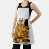Guys Am I Cooked? Funny Cat Meme Panic Reaction エプロン (インサイチュ)