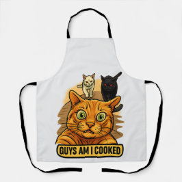 Guys Am I Cooked? Funny Cat Meme Panic Reaction エプロン