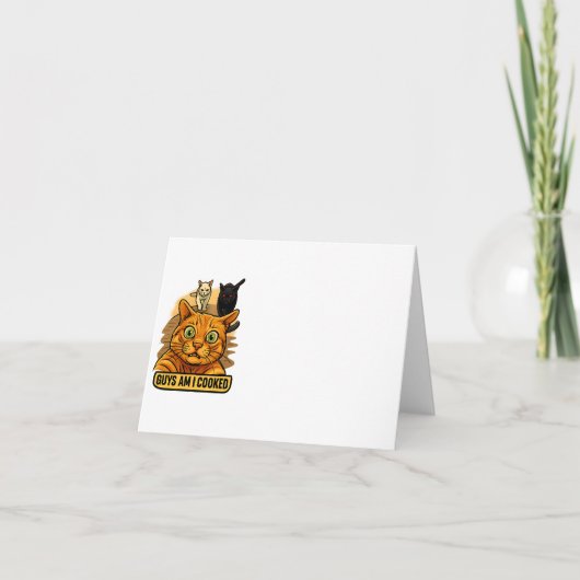 Guys Am I Cooked? Funny Cat Meme Panic Reaction サンキューカード (正面)
