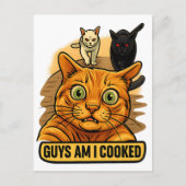 Guys Am I Cooked? Funny Cat Meme Panic Reaction ポストカード (正面)