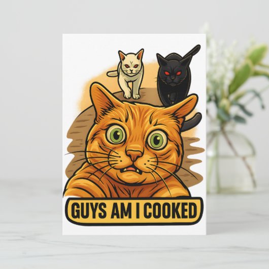 Guys Am I Cooked? Funny Cat Meme Panic Reaction 招待状 (スタンド正面)