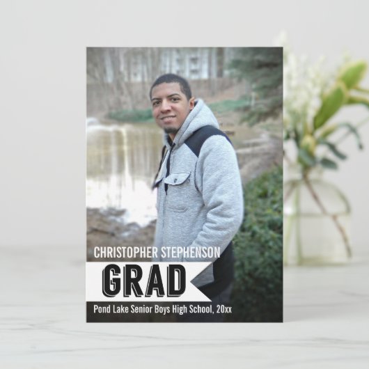 Guys Bannerはっきりした写真の卒業発表 招待状 (スタンド正面)