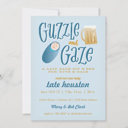Guzzle and Gaze ベビーシャワー招待状 招待状 (正面)