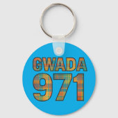 GWADA 971 Madras Vibrant – Fierté Guadeloupéenne キーホルダー (正面)