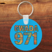 GWADA 971 Madras Vibrant – Fierté Guadeloupéenne キーホルダー (正面)