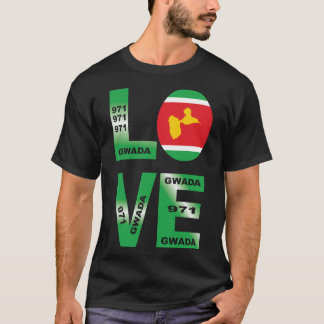 GWADA LOVE drapeau guadeloupe 971 de gwadloup Tシャツ