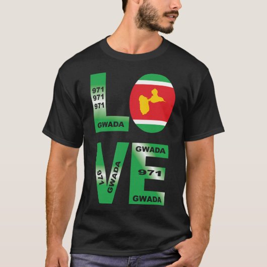 GWADA LOVE drapeau guadeloupe 971 de gwadloup Tシャツ (正面)