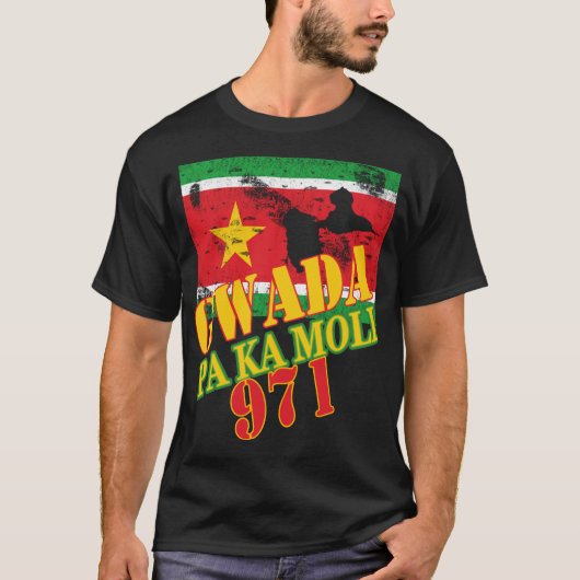 GWADA PA KA MOLI DRAPEAU 971 GUADELOUPE CREOLE Tシャツ (正面)