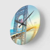 GWBの接続の城砦リーNJおよびマンハッタンNYPlus ラウンド壁時計 (傾斜)