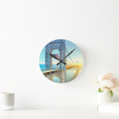 GWBの接続の城砦リーNJおよびマンハッタンNYPlus ラウンド壁時計 (ホーム)