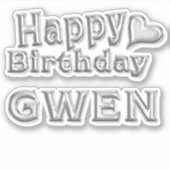Gwen Happy Birthday silver Aufkleber Sticker シール (正面)