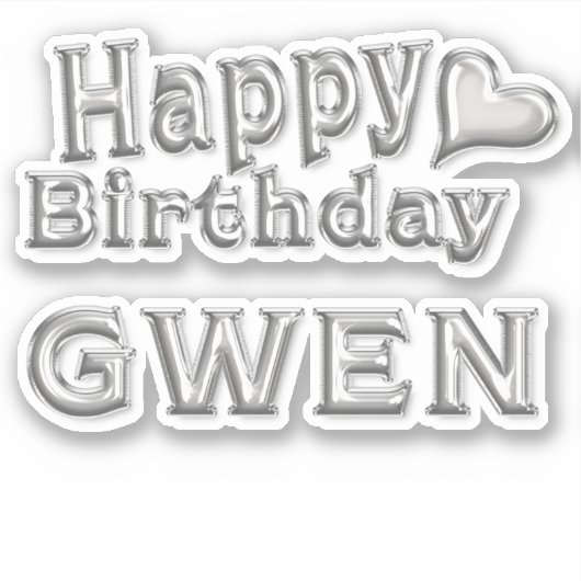 Gwen Happy Birthday silver Aufkleber Sticker シール (正面)