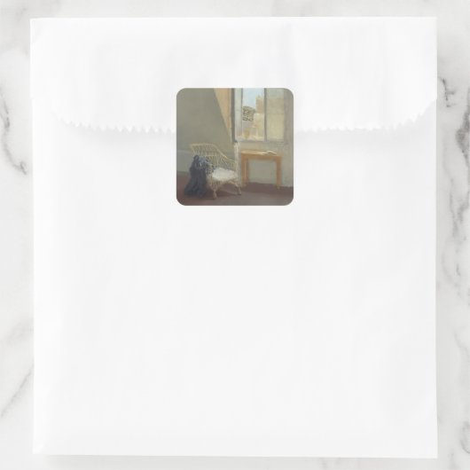 Gwen John – パリのアーティストルームの角 スクエアシール (バッグ)