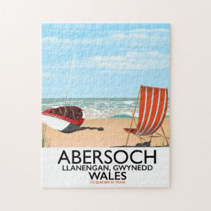 Gwyneddのウェールズ旅行ポスターのAbersoch Llanengan ジグソーパズル