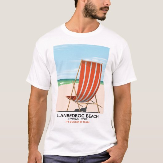 Gwynedd Wales海辺のポスター、Llanbedrogビーチ Tシャツ (正面)